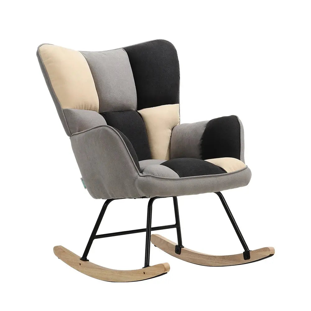 Modern Tufted Linen Upholstered Rocking Chair