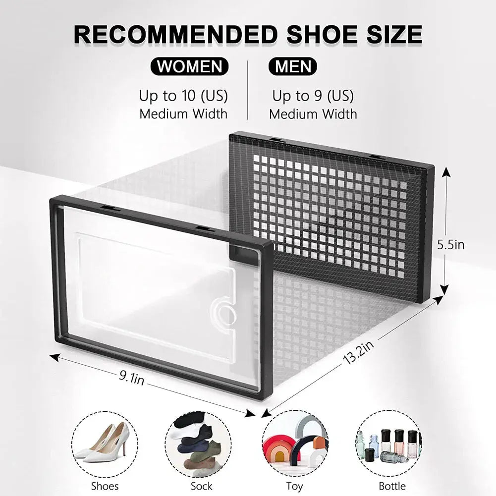12 Pack Plastic Stackable Shoe Storage Boxes