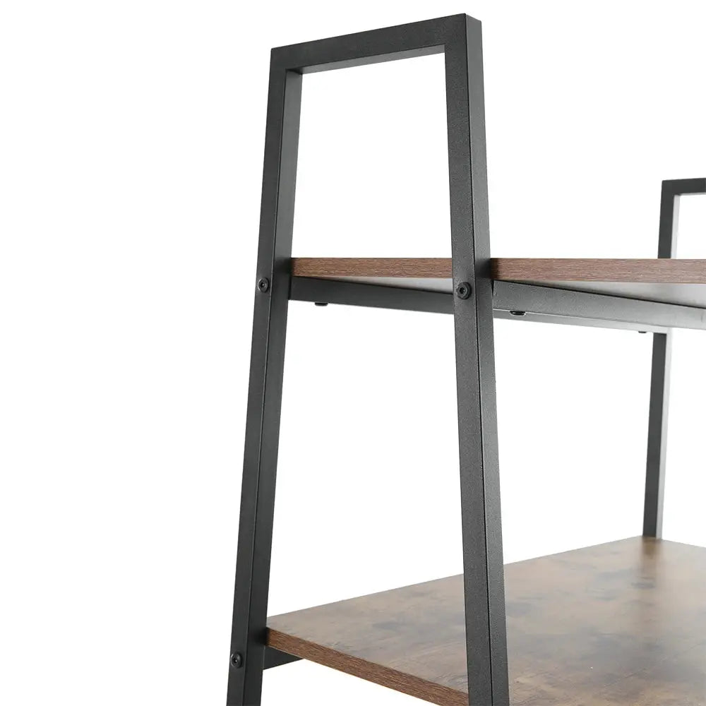 Rustic Brown Industrial Style Wooden Bookshelf Display Furnish Wise