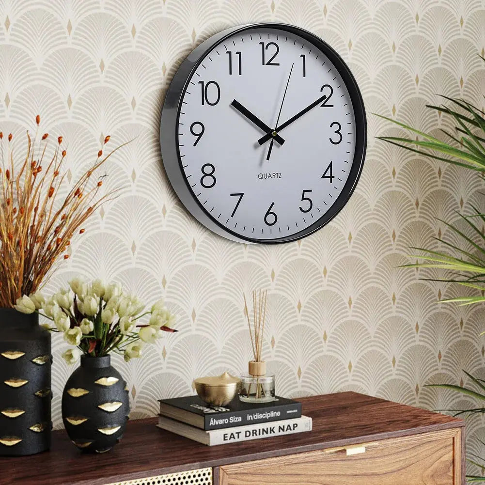 12 Inch Non-Ticking Battery Operated Wall Clock Furnish Wise