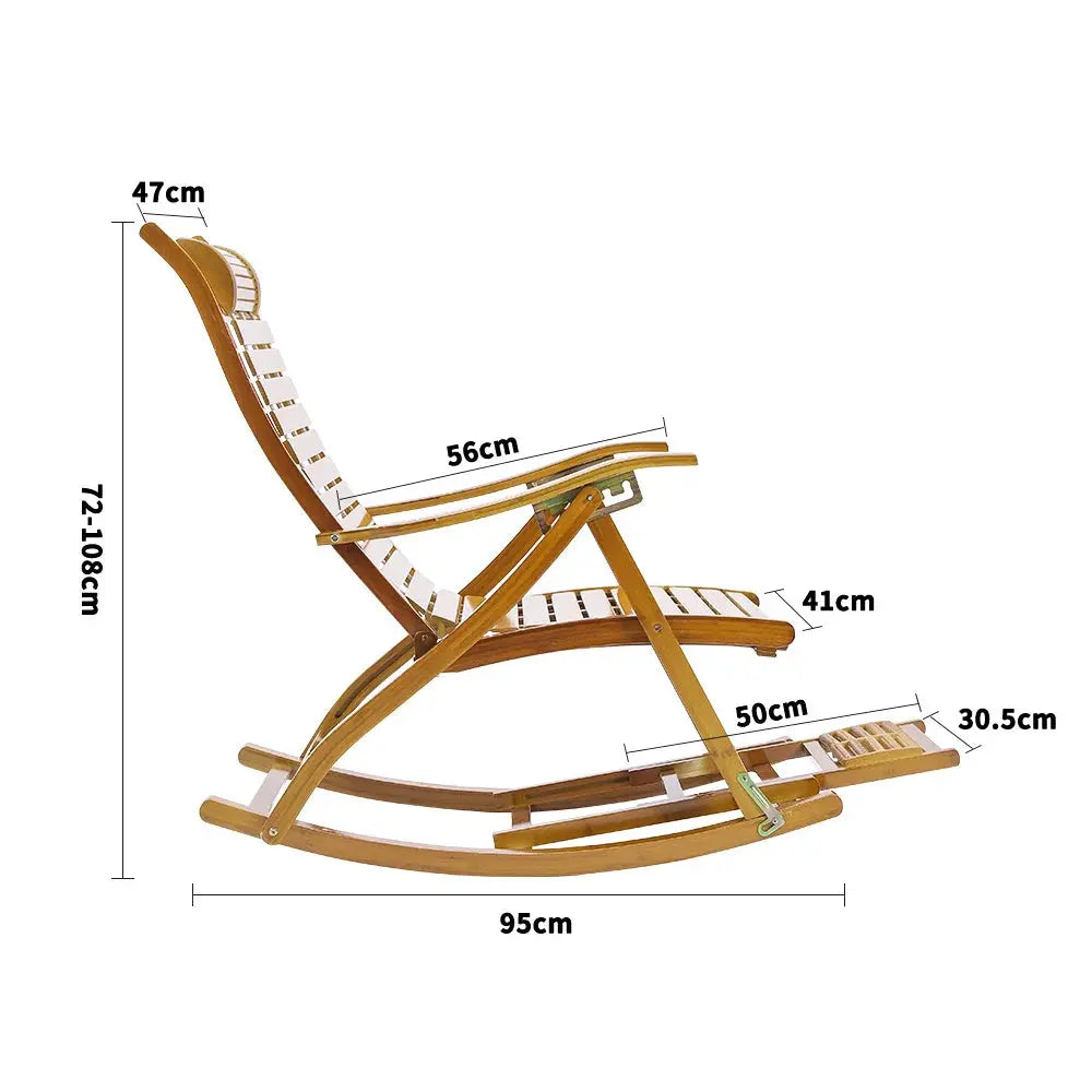 Bamboo Rocking Chair Foldable Recliner Furnish Wise