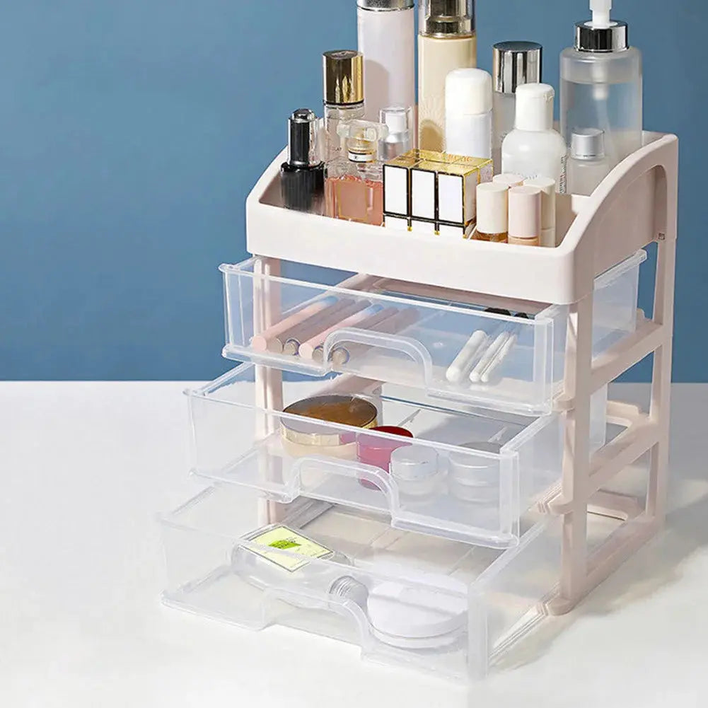 Clear White Portable Makeup Organiser 6 Compartments & 3 Drawers