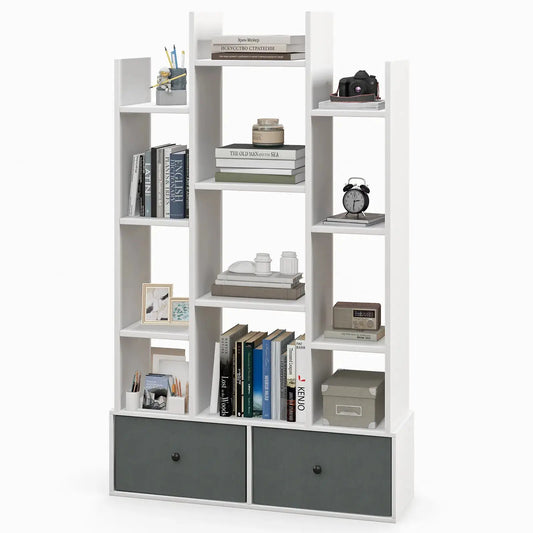 Open-Back Wooden Bookcase Display Furnish Wise