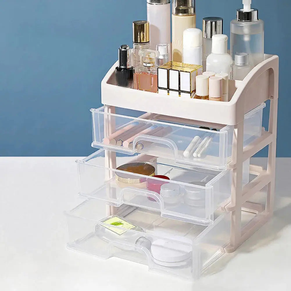 Clear White Portable Makeup Organiser 6 Compartments & 3 Drawers