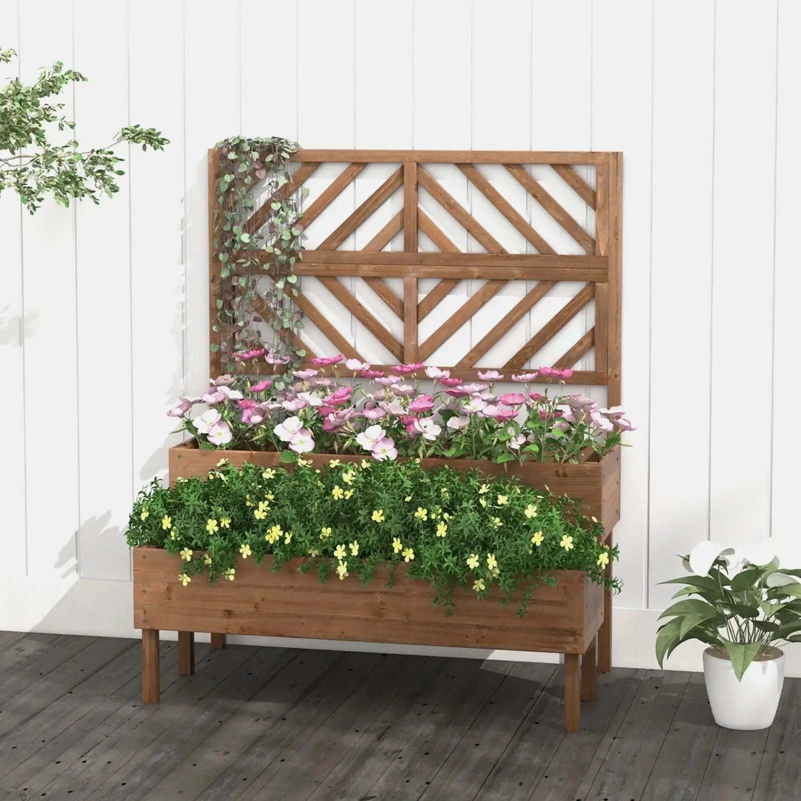 Wooden 2-Tier Raised Garden Bed Furnish Wise
