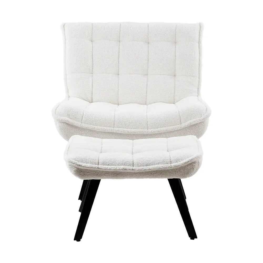 Minimal Comfy Chair with Footstool Set Armchair with Footstool