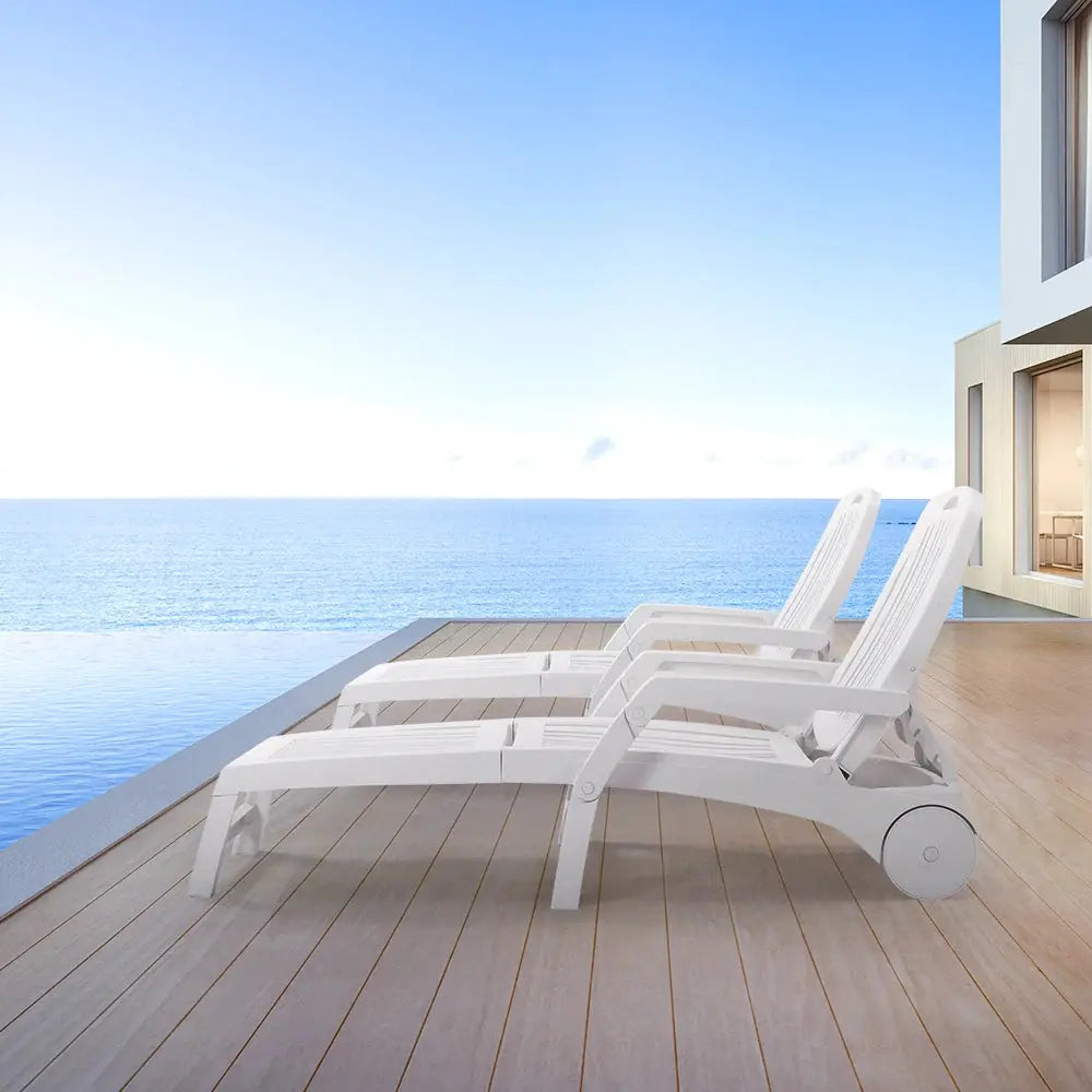 Outdoor Plastic Folding Leisure Chair with Wheels Furnish Wise