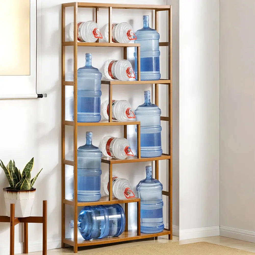 7-Tier Wooden Staggered Bookcase