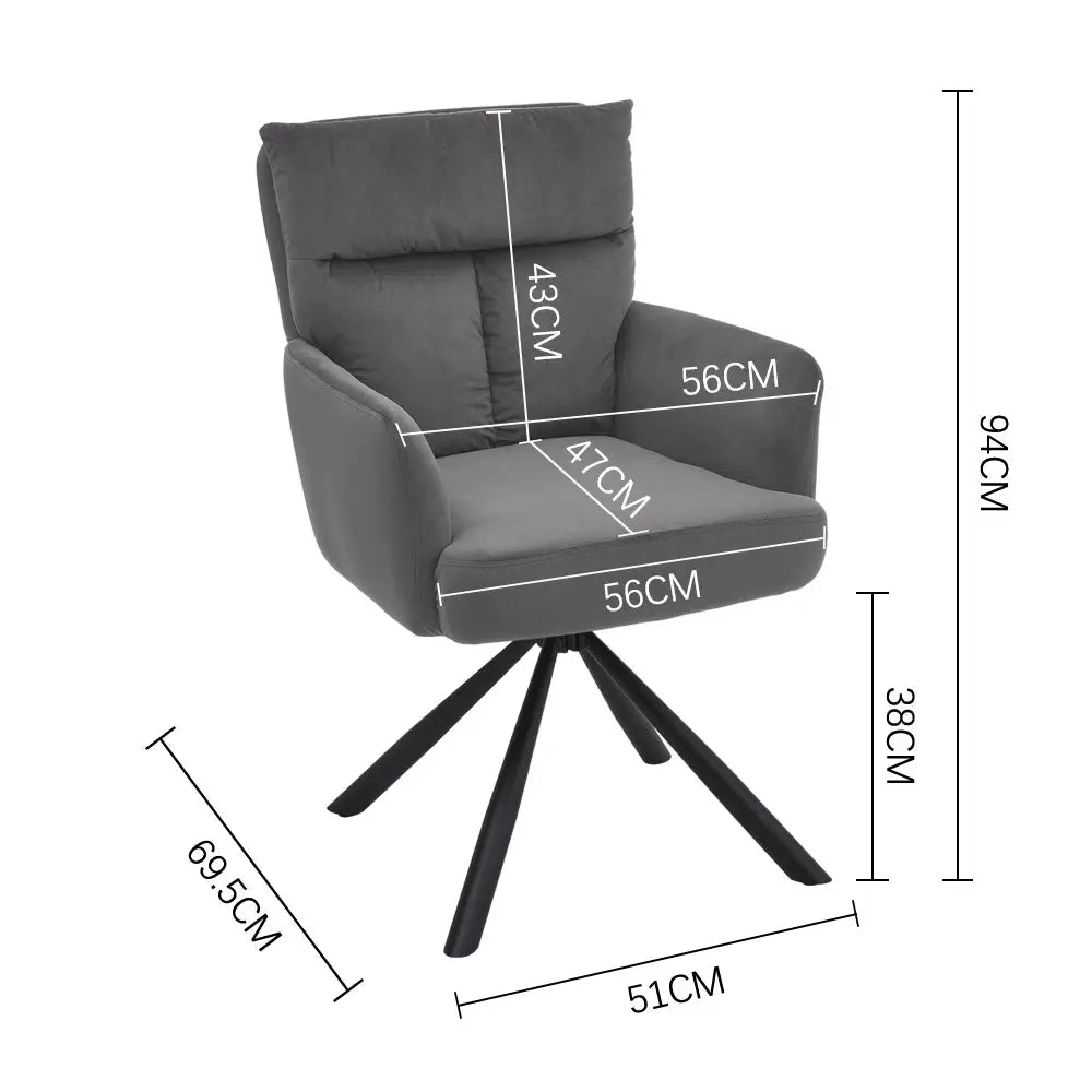 Upholstered Swivel Armchair with Black Legs