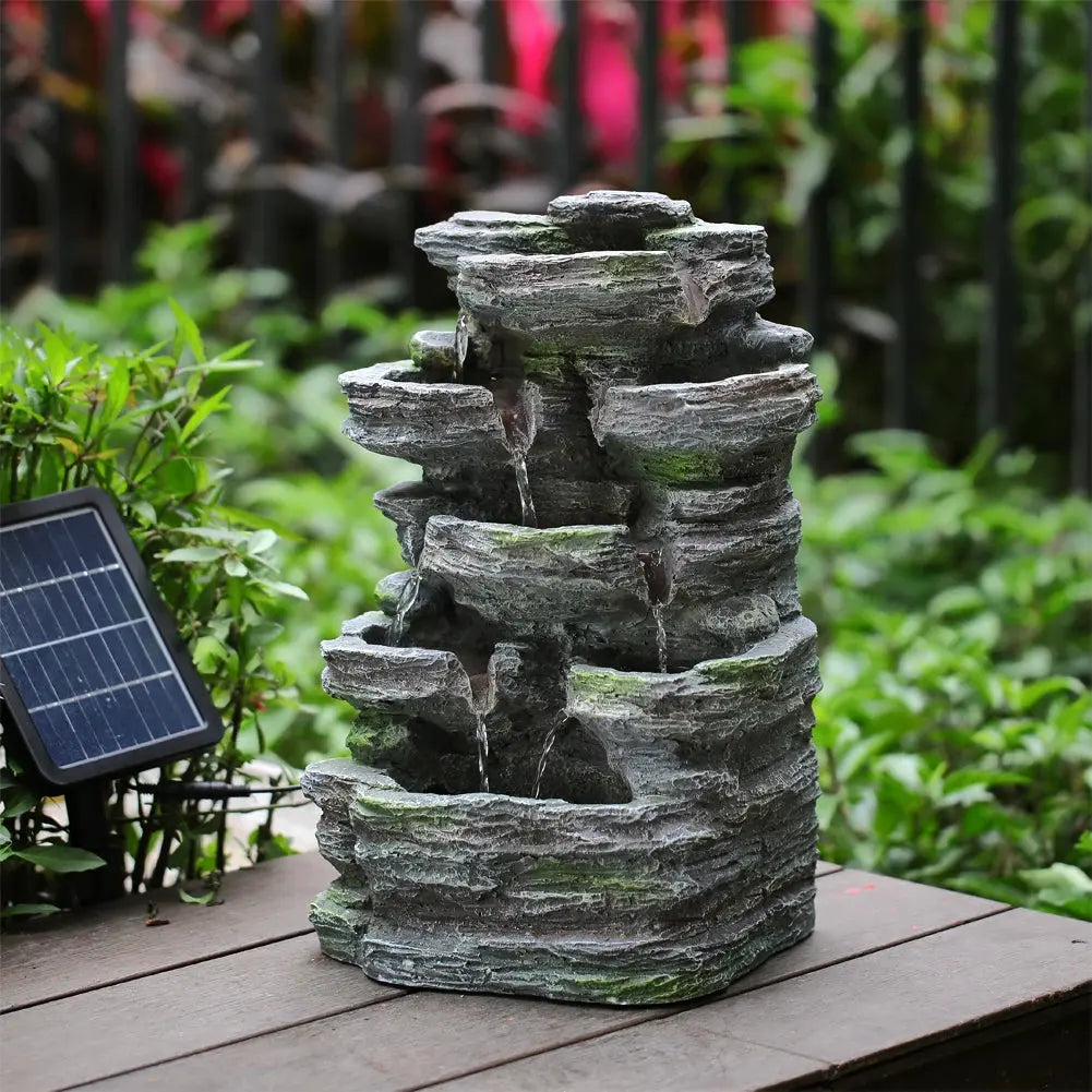 Faux Rock Garden Fountain with Lights Furnish Wise