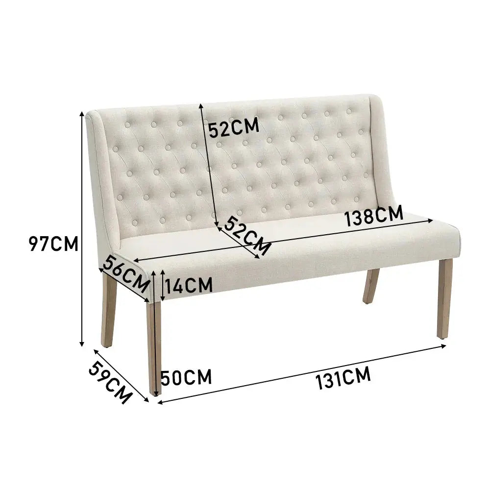 Beige Upholstered Tufted Sofa Furnish Wise
