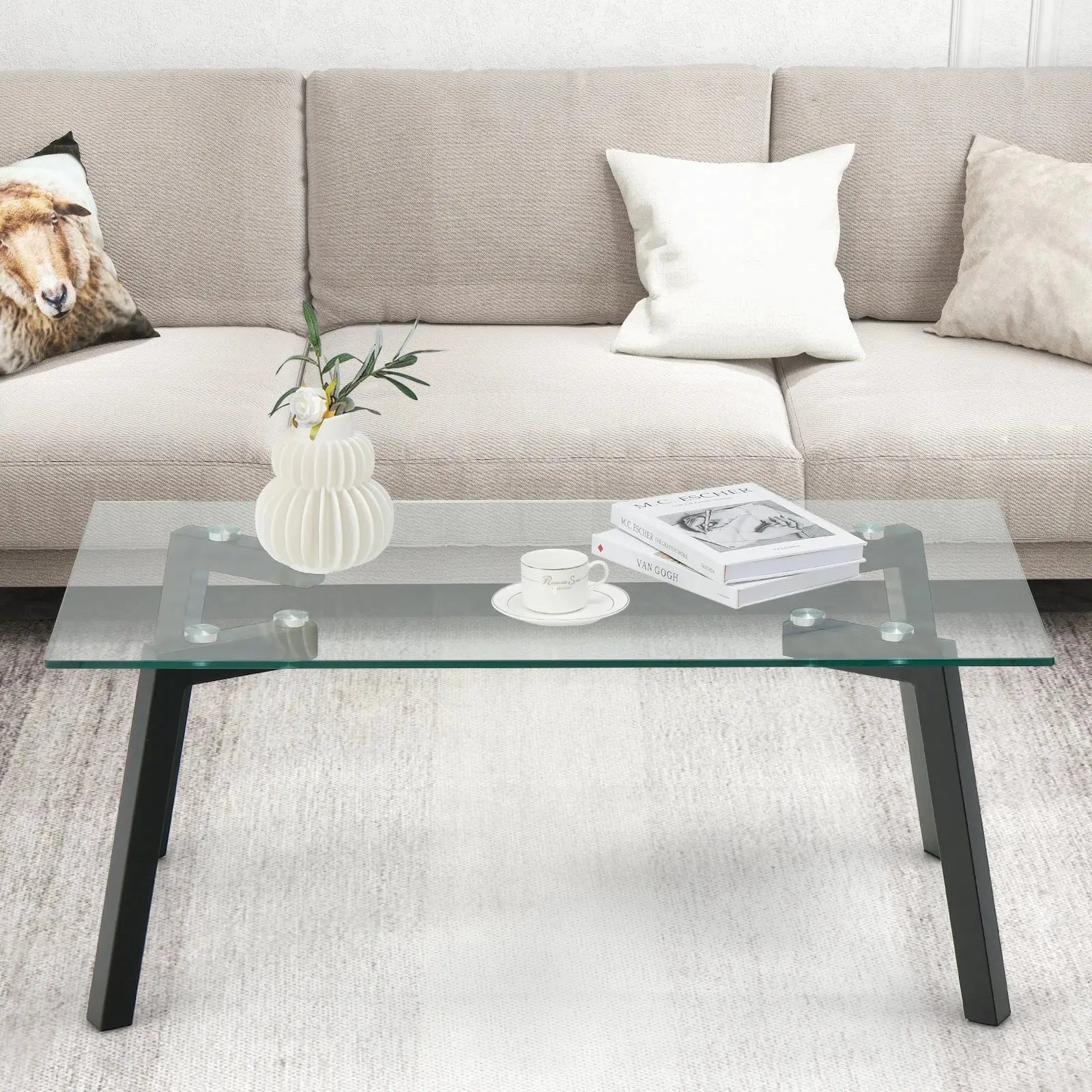 Modern Centre Table with Heavy-duty Metal Frame Furnish Wise