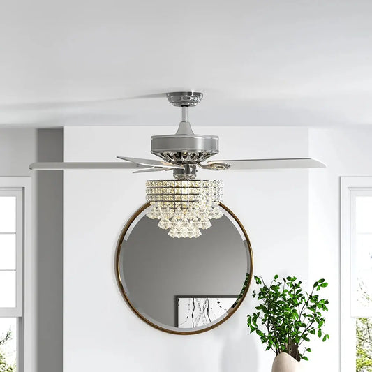 52 Inch Chandelier Ceiling Fan Light with 5 Blades and Remote Control Furnish Wise