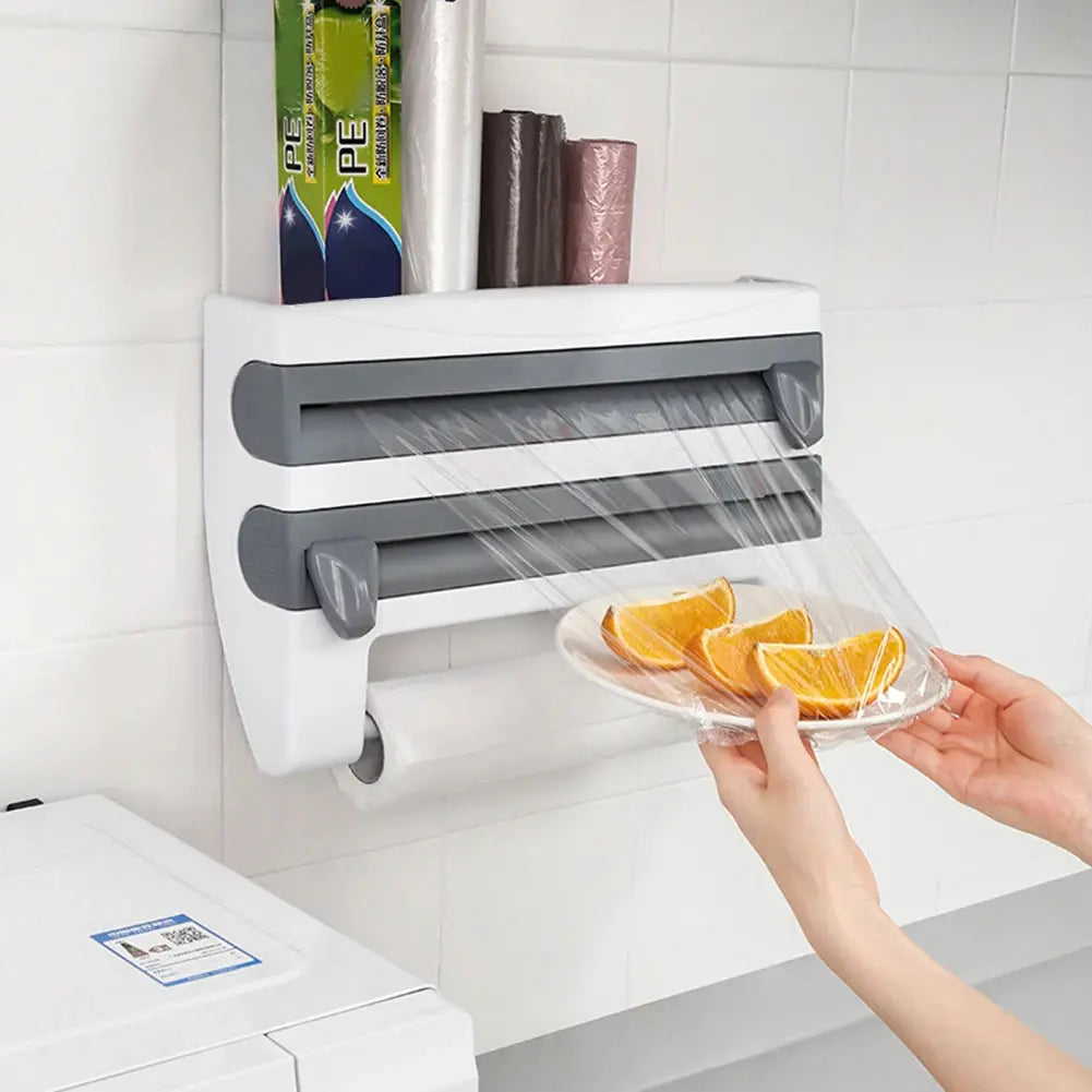ABS Material Wall Mounted Kitchen Cling Film Dispenser with Cutter Furnish Wise