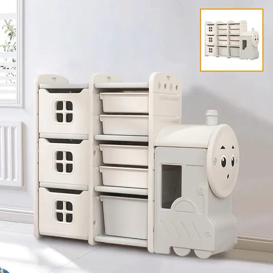 Grey Cute Small Bus Toys Storage Rack for Kids