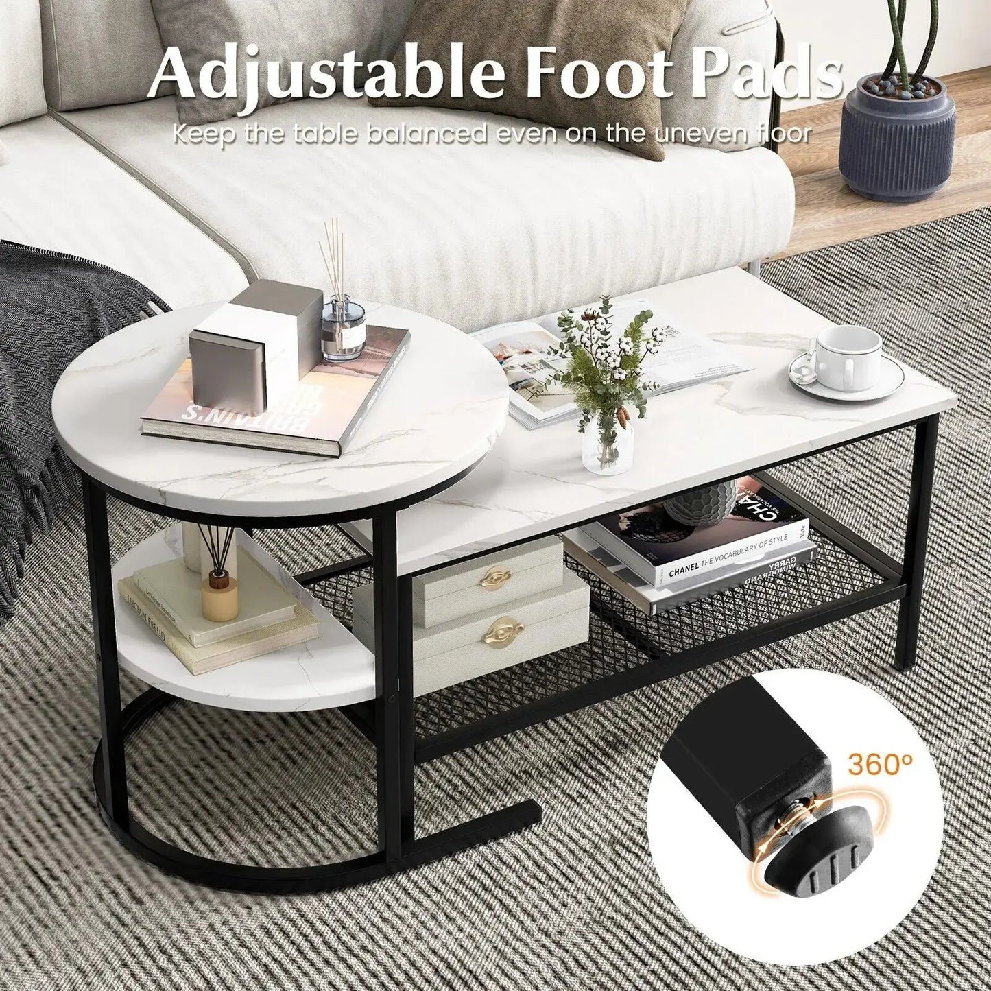 Set of 2 Coffee Nesting Table Set Furnish Wise