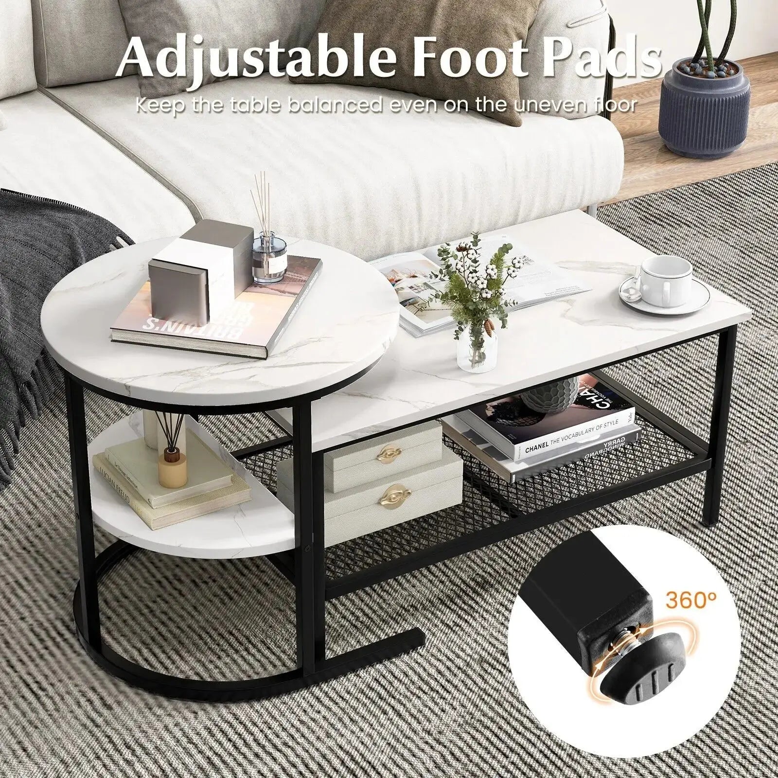 Set of 2 Coffee Nesting Table Set Furnish Wise