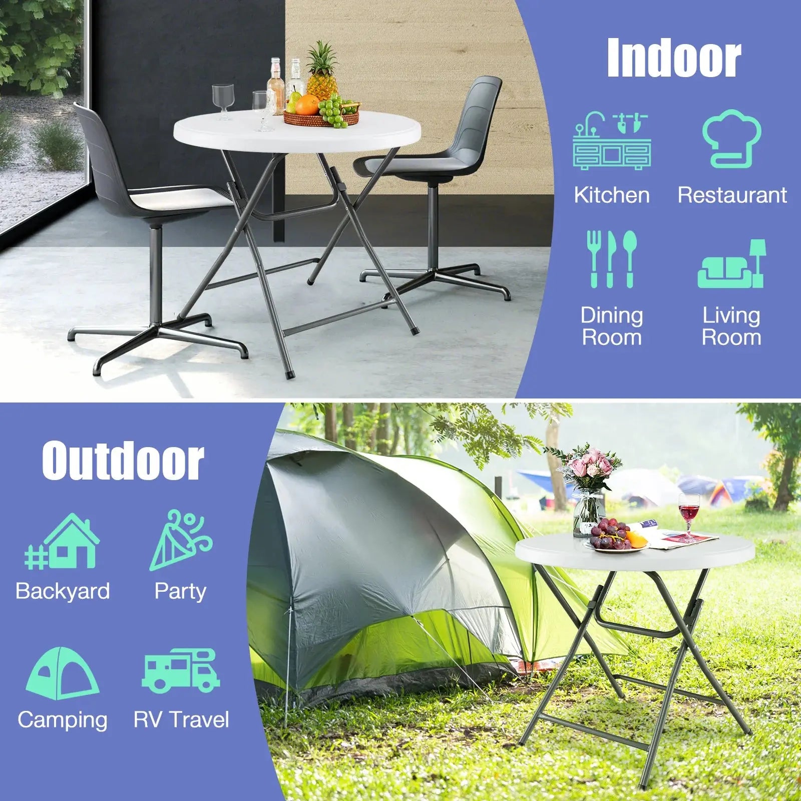 Round Folding Table Furnish Wise
