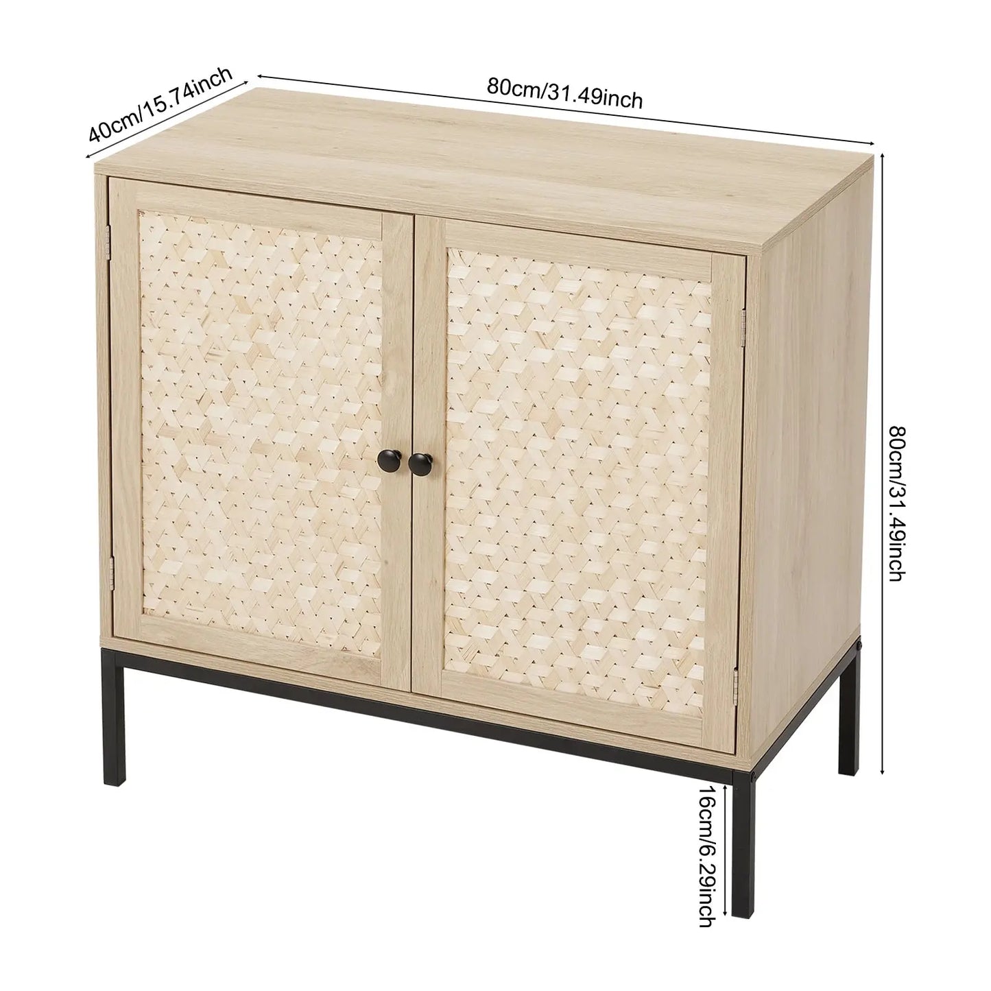 Rustic Bamboo Sideboard with Woven Doors
