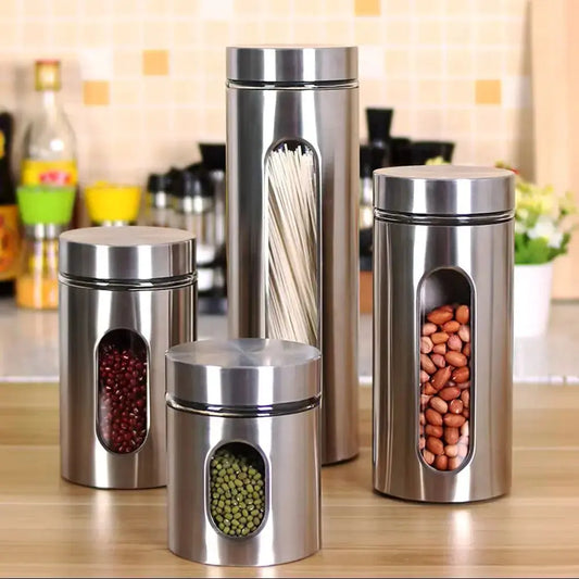 Set of 4 Stainless Steel Food Storage Containers Furnish Wise