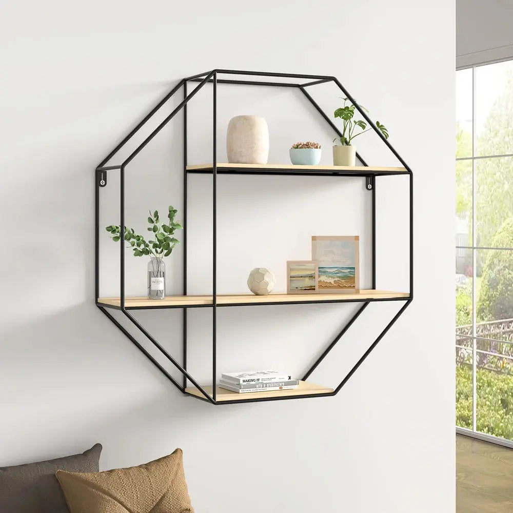 Modern Round Octagonal Floating Decorative Wall Display Shelf