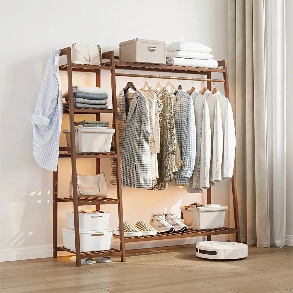 Bamboo Garment Clothes Rack Brown 110cm &130cm