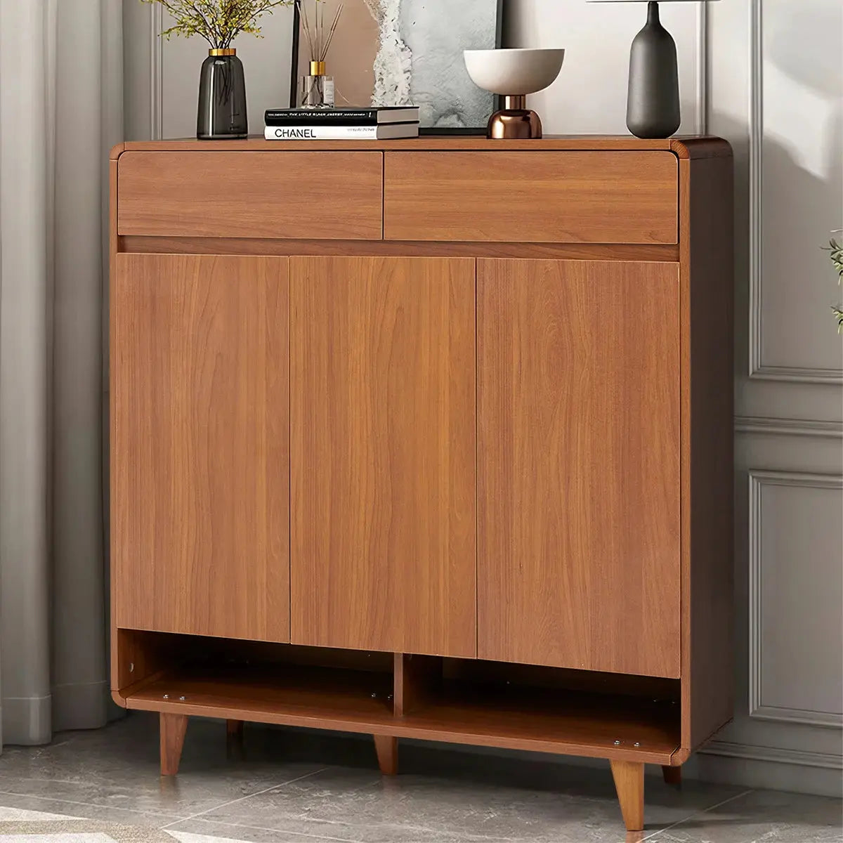 5-Tier Cabinet Shoe Cabinet with Two Small Drawers