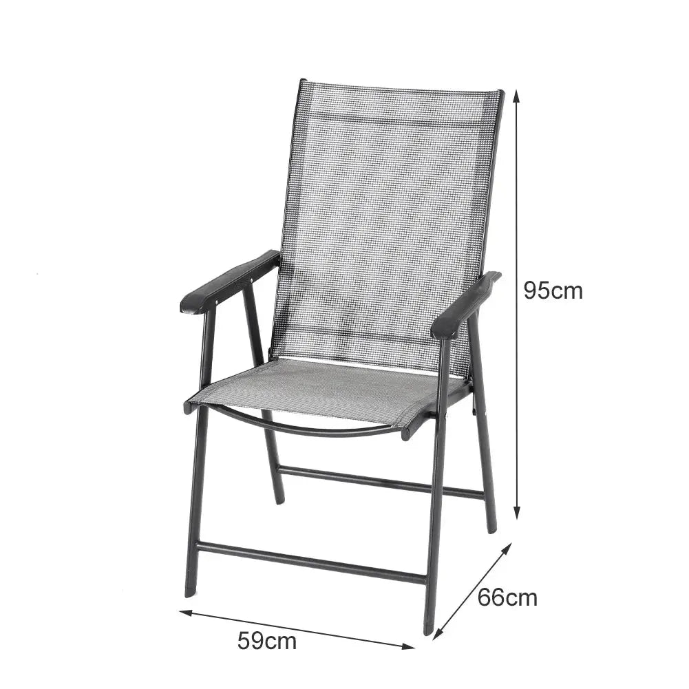 Set of 4 Black Garden Folding Chair Furnish Wise