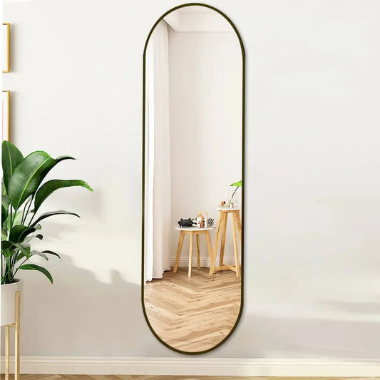 Black 150cm Oval Full Length Wall Mounted Mirror Furnish Wise