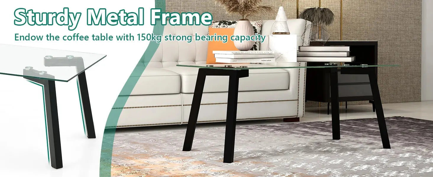 Modern Centre Table with Heavy-duty Metal Frame Furnish Wise