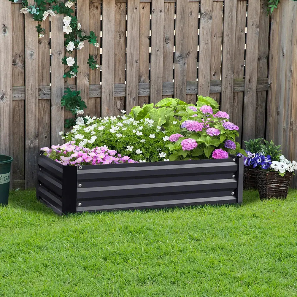Galvanised Steel Square Raised Garden Bed Planter Box