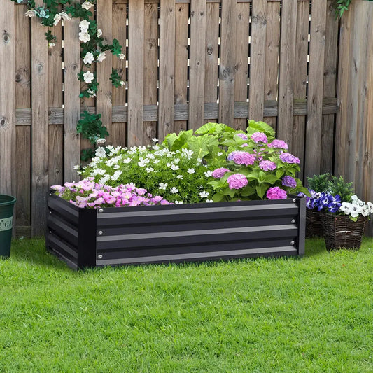 Galvanised Steel Square Raised Garden Bed Planter Box - Furnish Wise