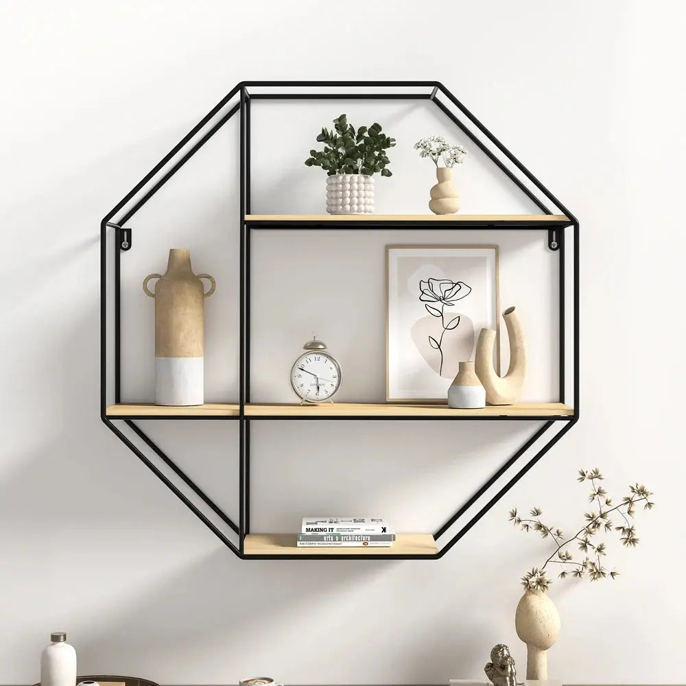 Modern Round Octagonal Floating Decorative Wall Display Shelf