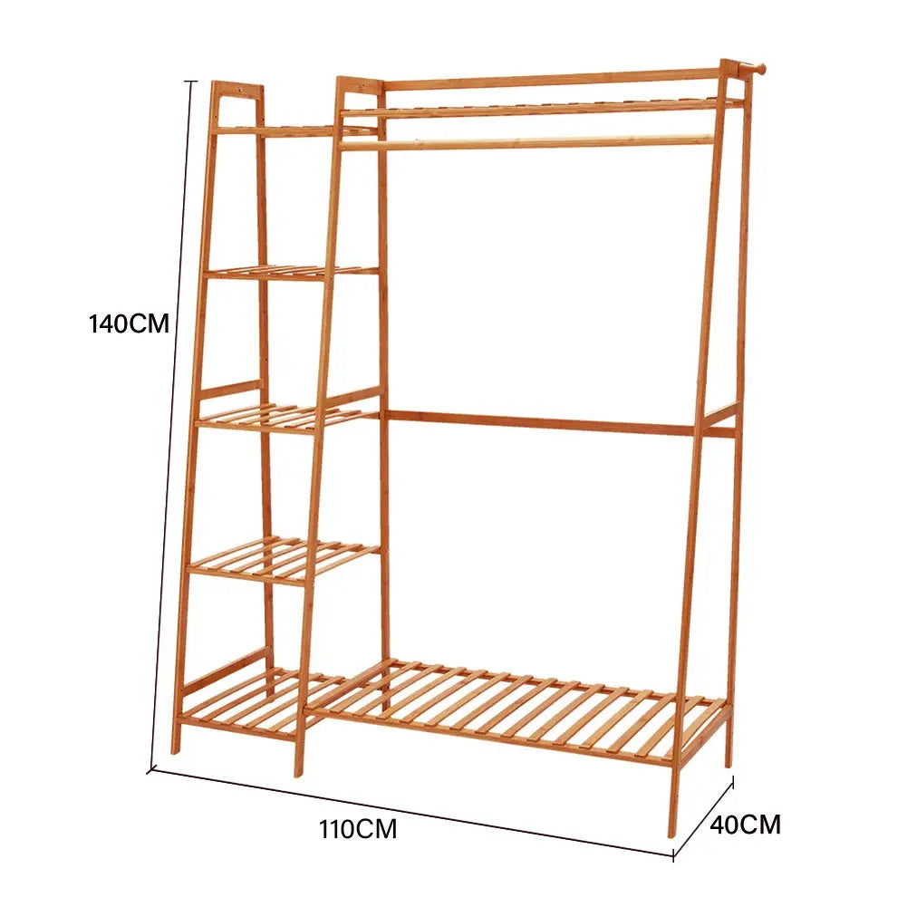 Bamboo Garment Clothes Rack Brown 110cm &130cm
