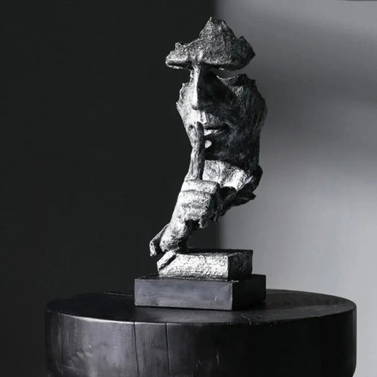 Retro Silver Resin Art Thinker Sculpture Furnish Wise