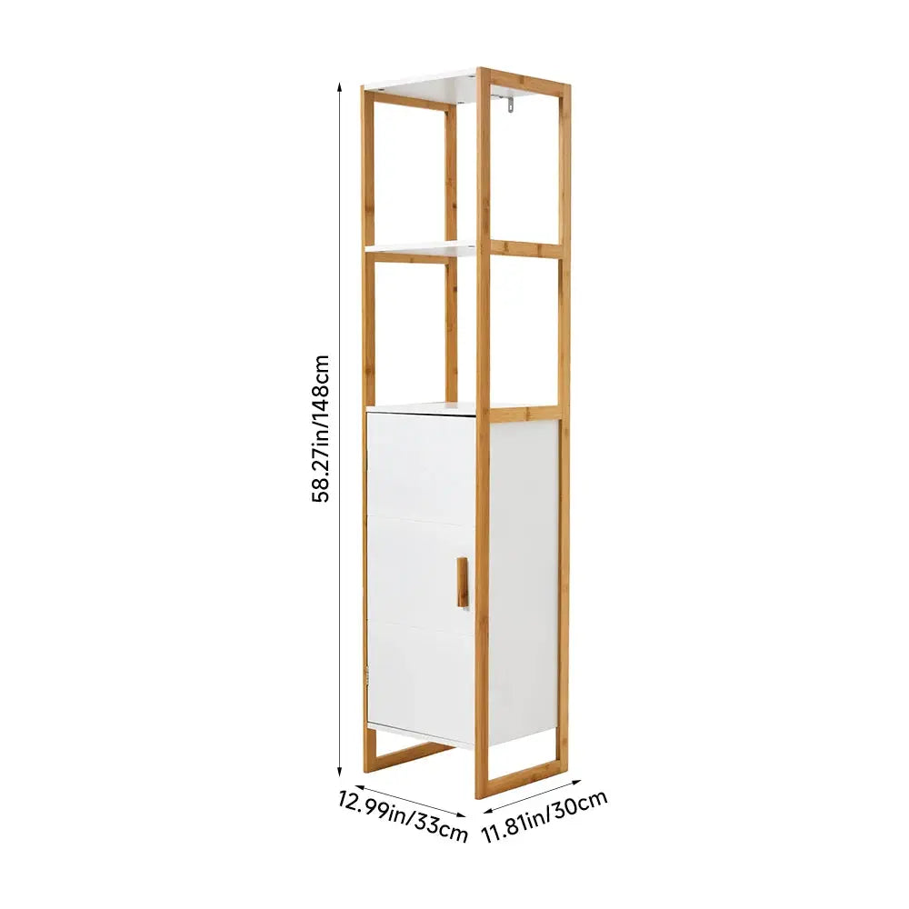 4-Tier Single-door Tall Bathroom Space Saver Organiser