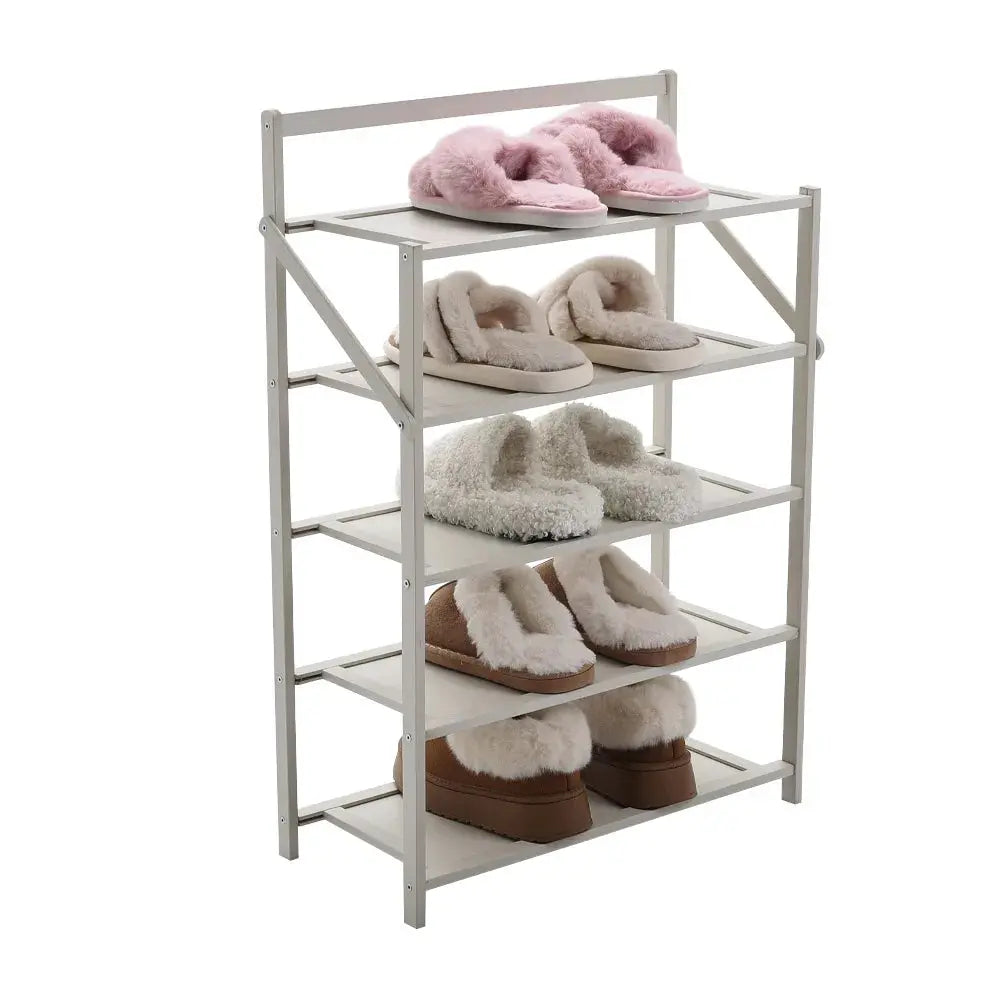 Foldable 5-Tier Bamboo Shoe Rack