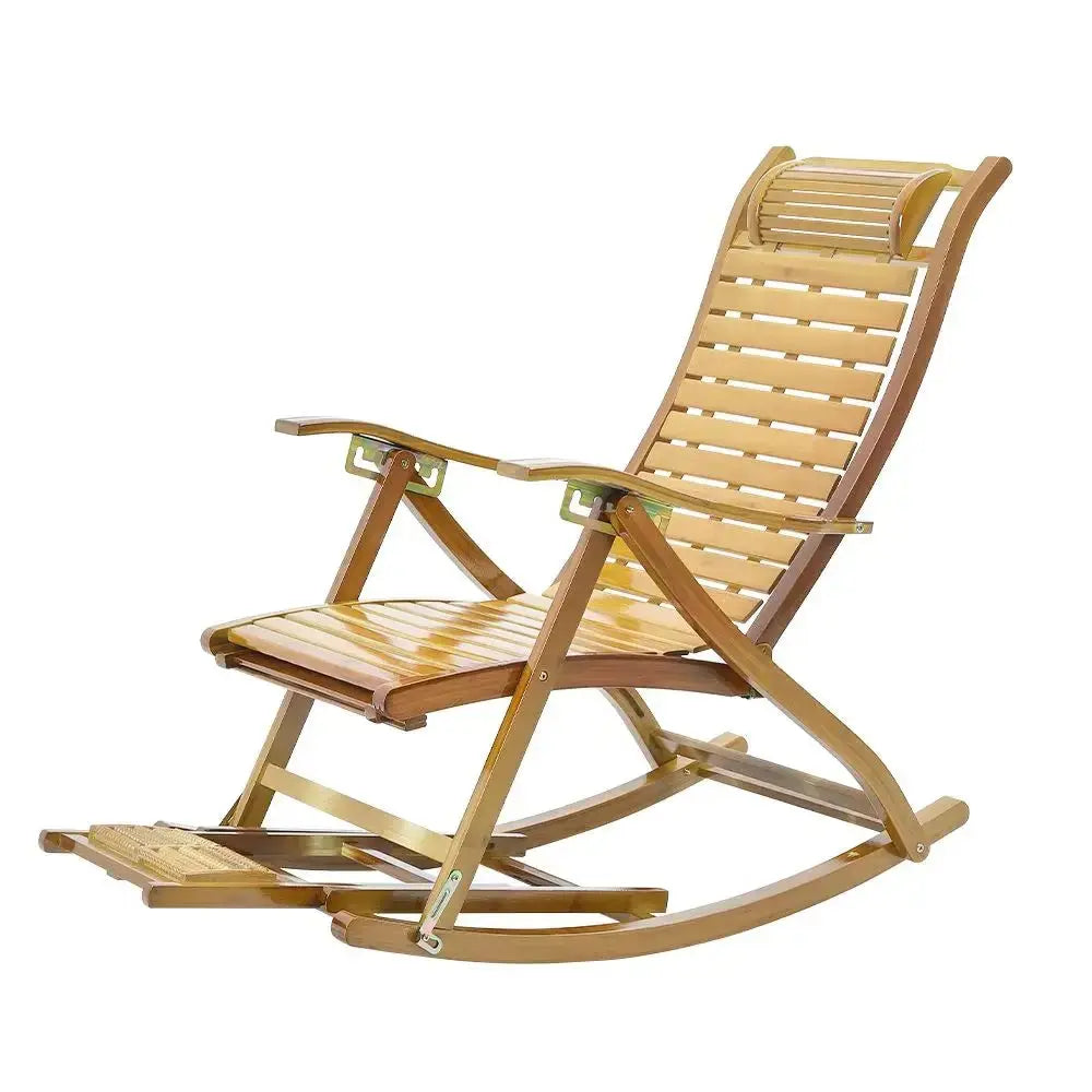 Bamboo Rocking Chair Foldable Recliner Furnish Wise