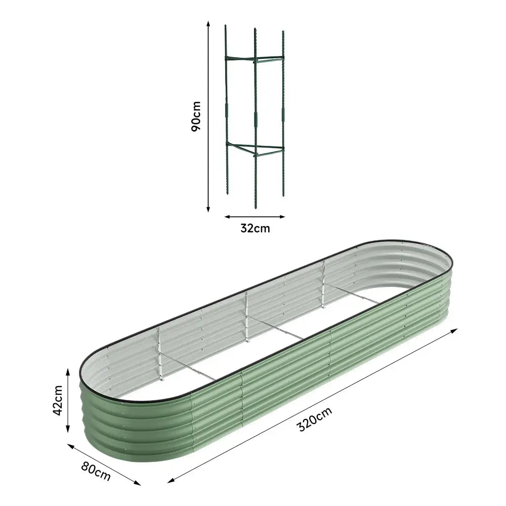 Light Green Oval-Shaped Steel Raised Garden Bed