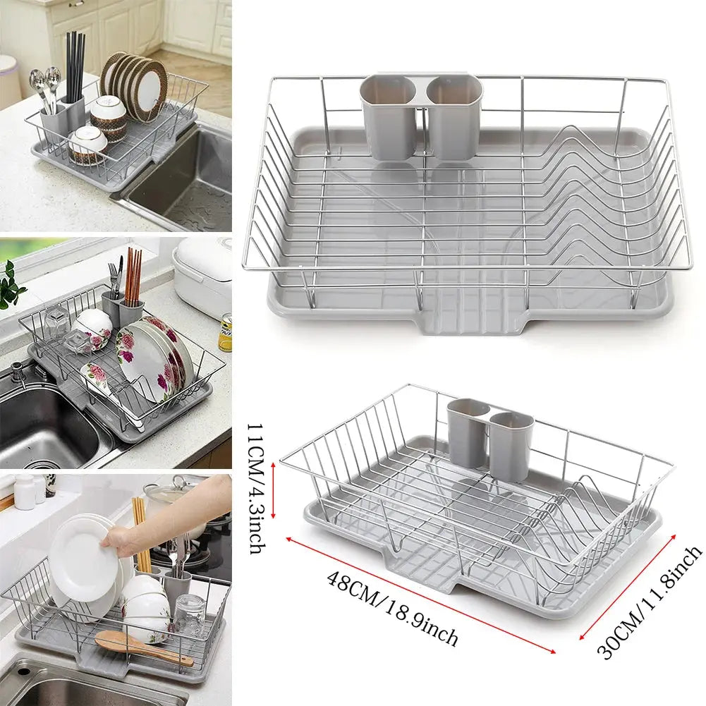 Metal Dish Drying Rack Dish Drainer Rack with a Removable Tray