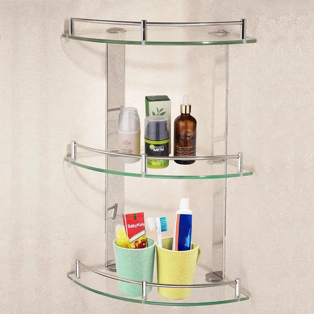 3 Tier Corner Glass Shower Storage Shampoo Holder