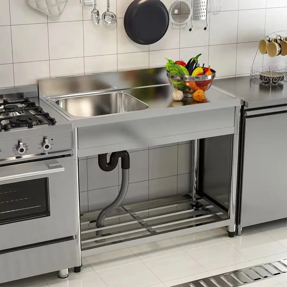 Stainless Steel Commercial Sink with Bowl Side Platform Furnish Wise