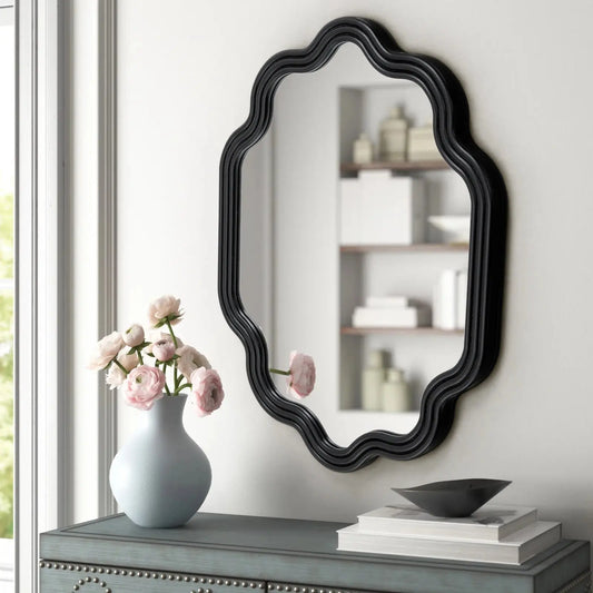 Black Metal Decorative Wall Mounted Mirror Furnish Wise