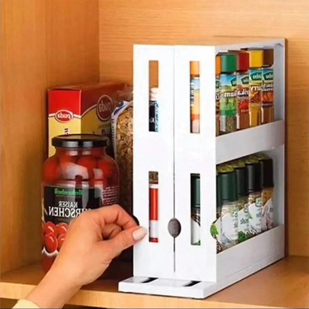 2 Tier Rotating Pull-out Spice Herb Rack