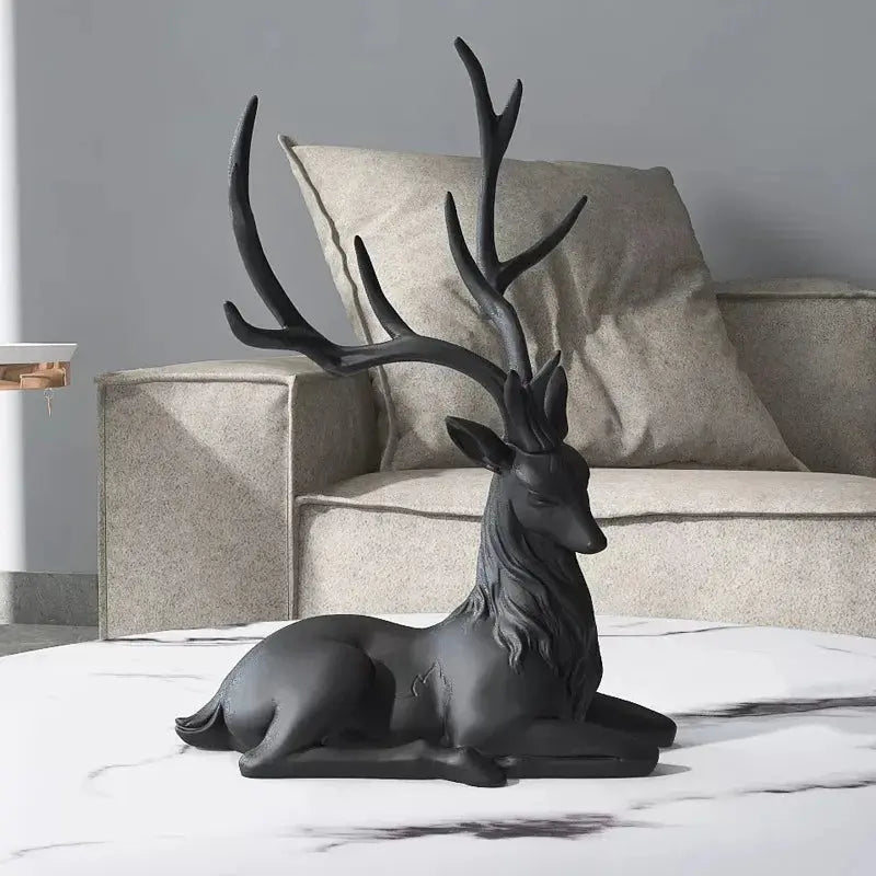 35cm High End Deer Statue Reindeer Figurines Resin ELK Sculpture For Living Room Luxury Home Decoration Nordic Tabletop Statue Furnish Wise