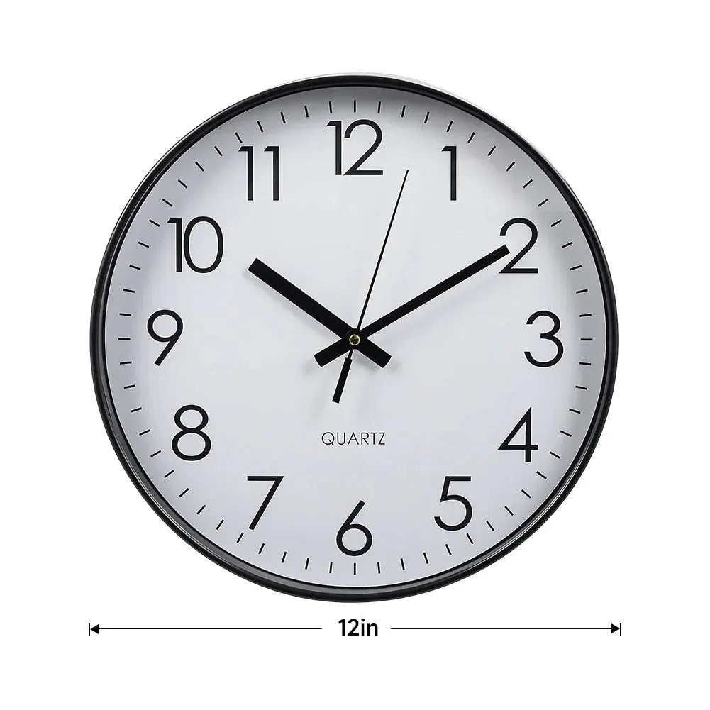 12 Inch Non-Ticking Battery Operated Wall Clock Furnish Wise