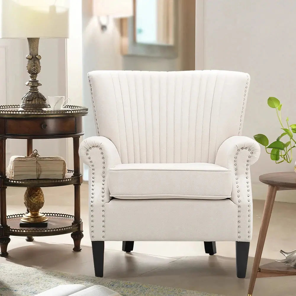 Channel Deep Cushioned Armchair with Nailhead Trim