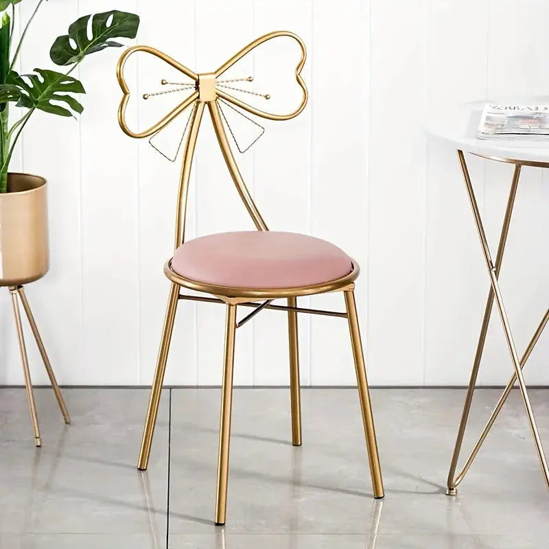 Dressing stool, makeup stool, modern and simple, with shoulder straps, seat cushion, bow tie office chair ergonomic  pink chair Furnish Wise