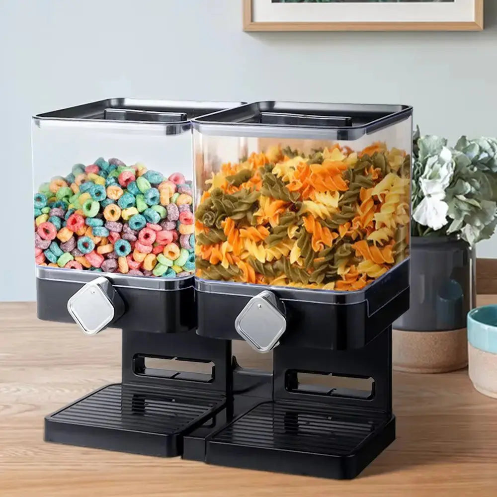 Black Double Square Cereal Dispenser