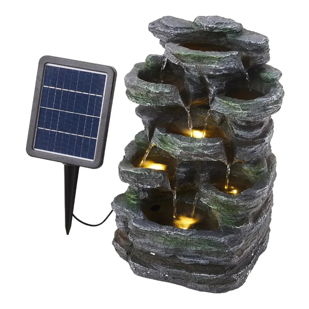Faux Rock Garden Fountain with Lights Furnish Wise